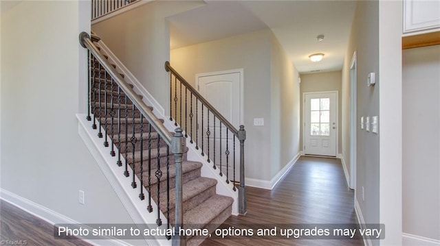 entrance foyer featuring dark hardwood / wood-style flooring