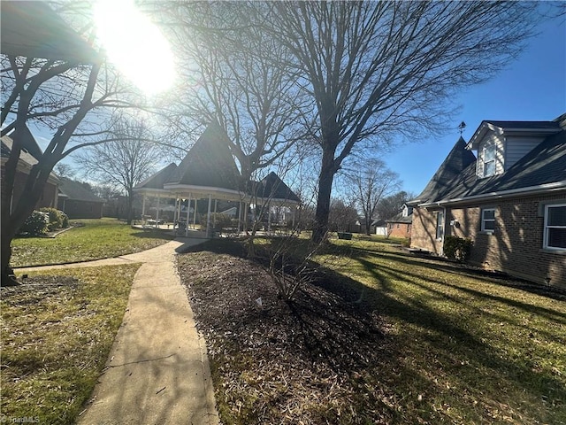 view of yard with a gazebo