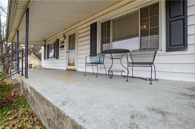 view of patio featuring a porch