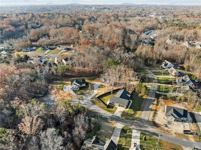 bird's eye view with a view of trees