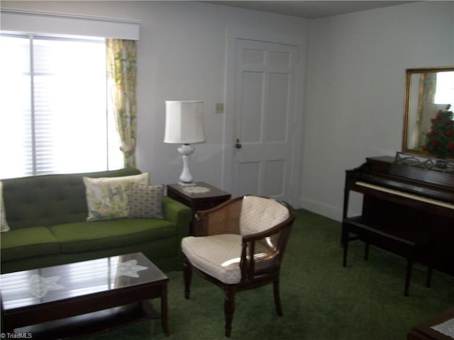 sitting room with carpet floors and plenty of natural light