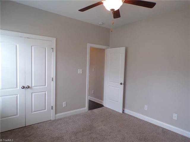 8003 Helison Ct, Stokesdale, NC 27357 - unfurnished bedroom with carpet floors, baseboards, a closet, and a ceiling fan