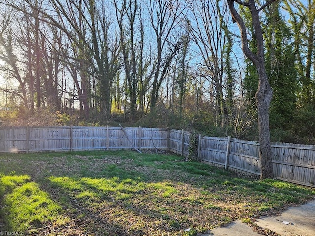 view of yard featuring a fenced backyard