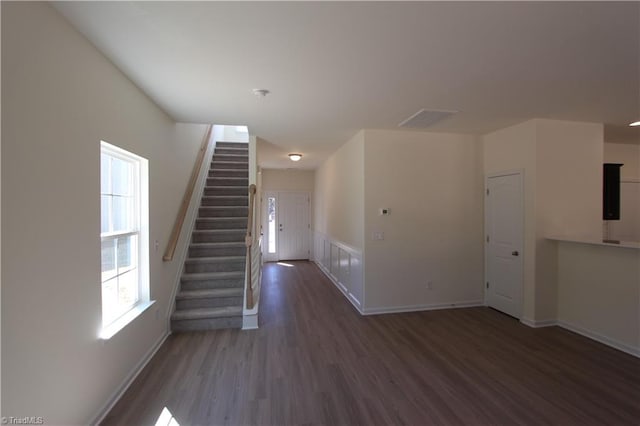 empty room featuring dark hardwood / wood-style floors