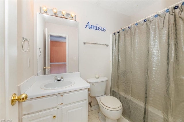 3902 Elizabeth Glen Way, Jamestown, NC 27282 - bathroom with shower / bathtub combination with curtain, vanity, and toilet