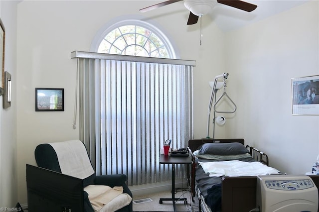 office space featuring ceiling fan and washer / clothes dryer