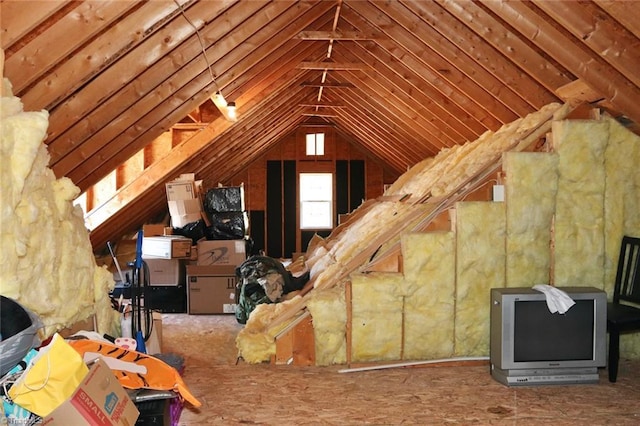 view of unfinished attic