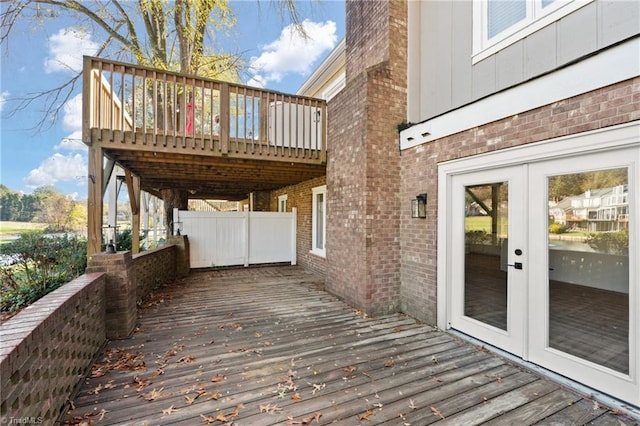 wooden deck with french doors