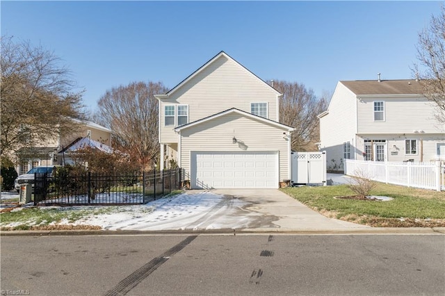 view of front property with a garage