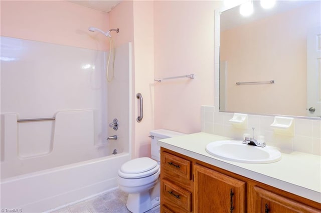 201 Olde Vineyard Ct, Winston-Salem, NC 27104 - full bath with vanity, washtub / shower combination, and decorative backsplash