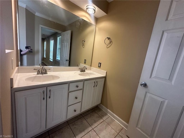4727 Eagle Path, Winston-Salem, NC 27127 - full bathroom with tile patterned flooring, double vanity, and baseboards
