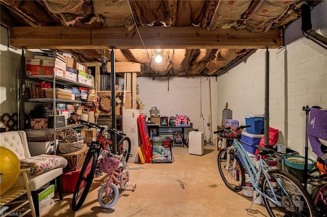 view of unfinished basement