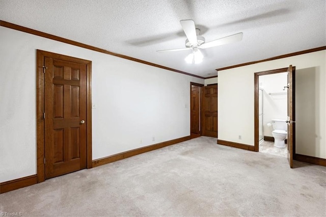 206 Swaim Ct, Salisbury, NC 28147 - unfurnished bedroom with carpet floors, baseboards, a textured ceiling, ornamental molding, and ensuite bath