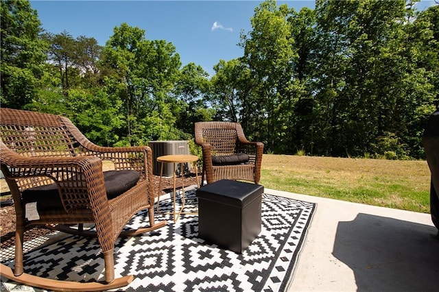 view of patio featuring central air condition unit