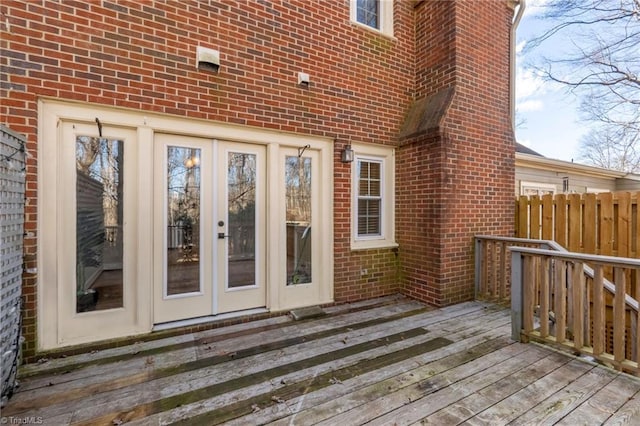 wooden deck with french doors