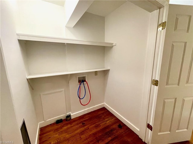 laundry area with hookup for a washing machine and hardwood / wood-style flooring