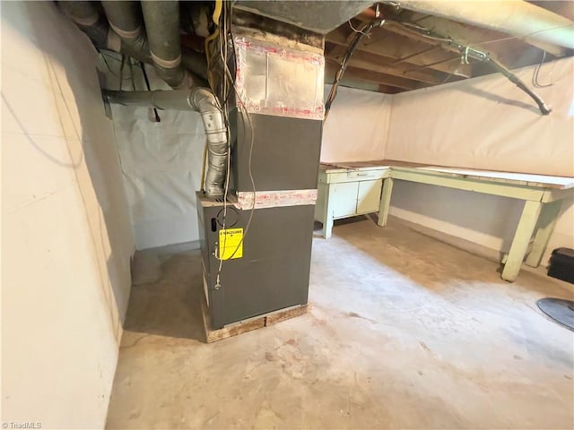 basement with heating unit