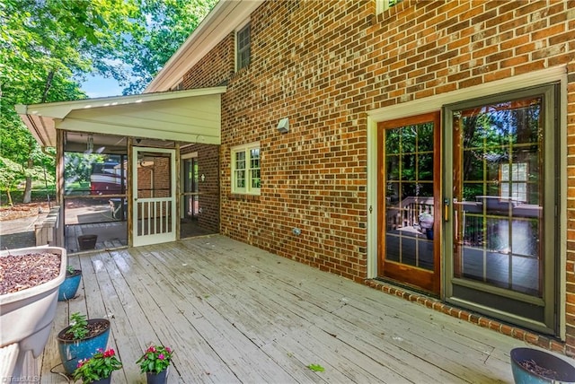 deck featuring a sunroom