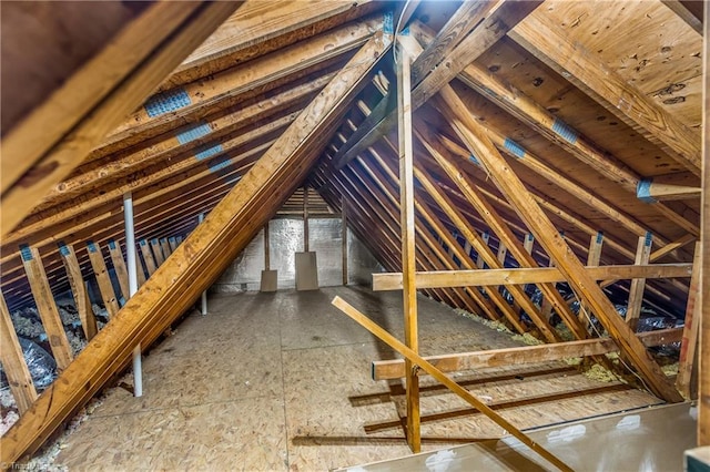 view of unfinished attic