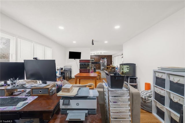 office area featuring hardwood / wood-style flooring