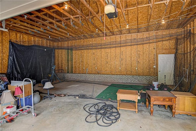 interior space with a garage door opener