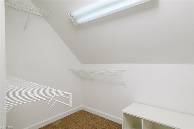 3820 Wayfarer Dr, Greensboro, NC 27410 - walk in closet featuring carpet floors and lofted ceiling