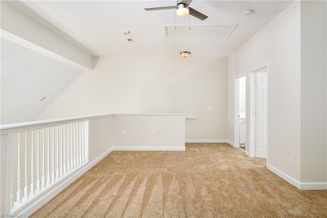 3820 Wayfarer Dr, Greensboro, NC 27410 - carpeted spare room with ceiling fan, attic access, a smoke detector, and baseboards