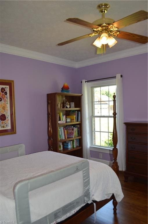 198 Savannah Ln, Mount Airy, NC 27030 - bedroom featuring wood finished floors, ornamental molding, and a ceiling fan