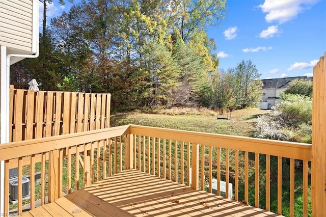 wooden deck with central AC