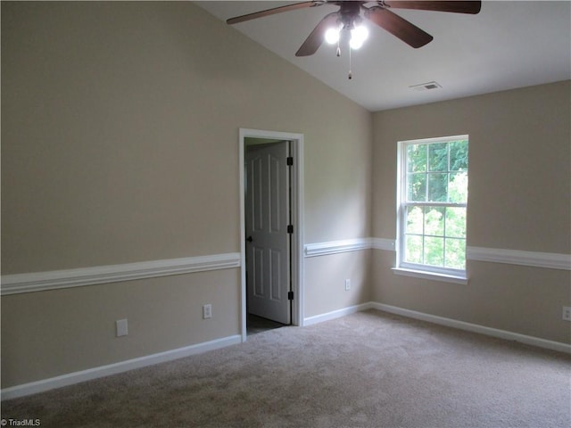 917 Avalon Acres Ct, High Point, NC 27265 - carpeted empty room with lofted ceiling, ceiling fan, and baseboards