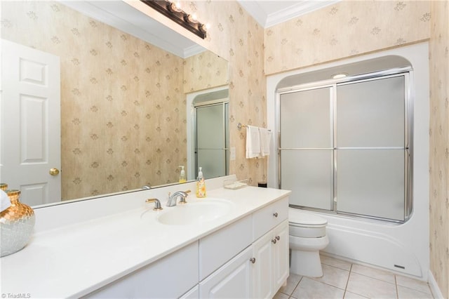 2012 Muirfield Ct, Elon, NC 27244 - full bath with vanity, toilet, tile patterned flooring, and bath / shower combo with glass door