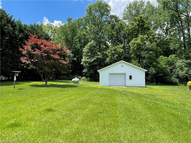 4211 Village Dr, Trinity, NC 27370 - view of green lawn with an outbuilding and a detached garage
