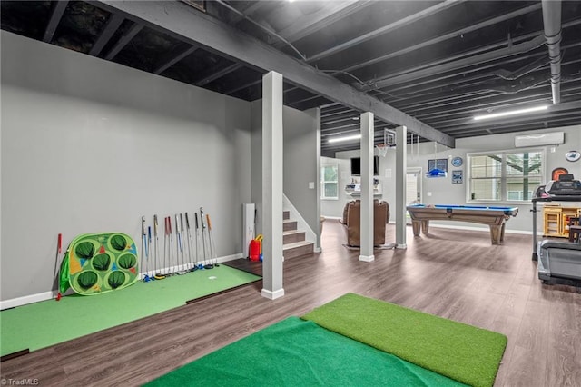 playroom featuring hardwood / wood-style floors and pool table