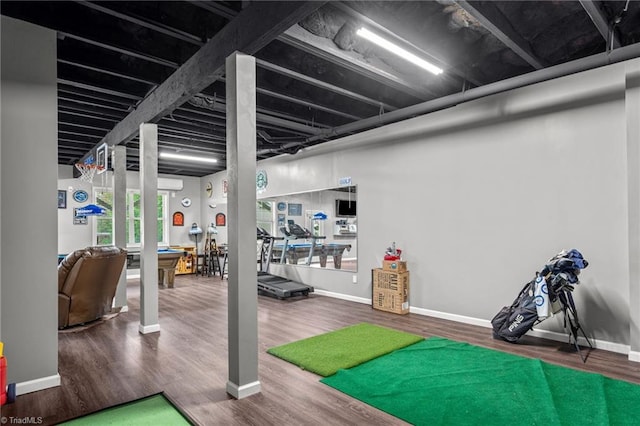 exercise area featuring wood-type flooring