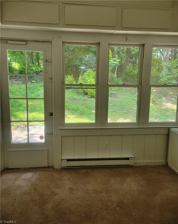 4001 S Bend Dr Unit 101, Winston-Salem, NC 27107 - entryway with carpet, baseboard heating, and plenty of natural light