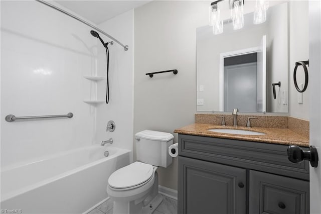 full bathroom featuring vanity, toilet, and shower / bath combination