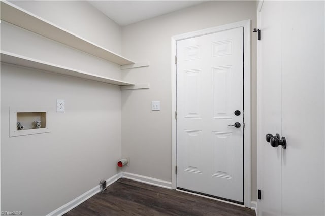 laundry area with dark hardwood / wood-style flooring and hookup for a washing machine