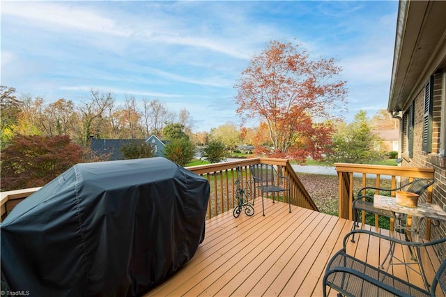 deck featuring area for grilling