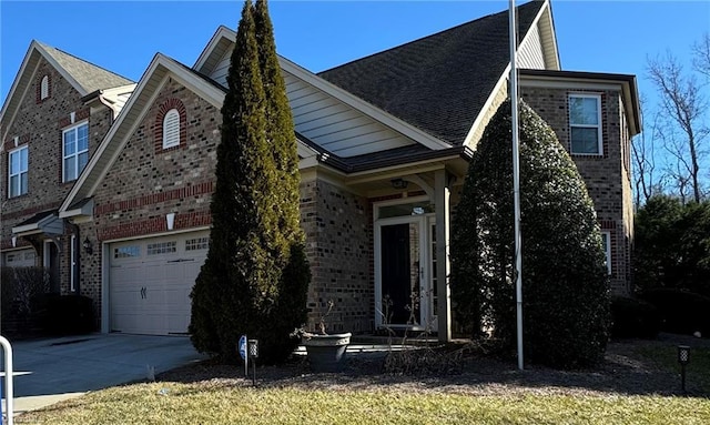 view of front of house with a garage