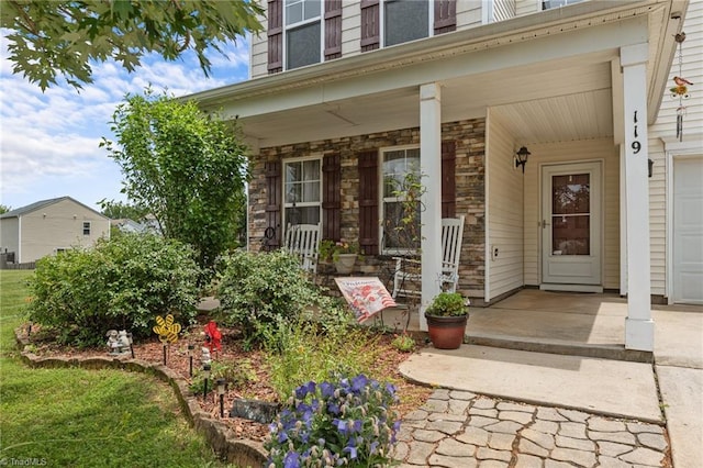 119 Tadworth Ct, Mebane, NC 27302 - view of exterior entry featuring a porch and stone siding