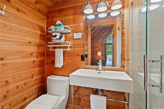 324 Sugar View Trl, Banner Elk, NC 28604 - bathroom featuring wood walls and a stall shower