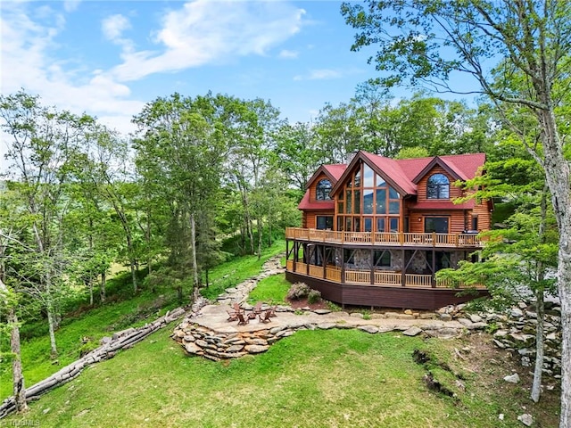 324 Sugar View Trl, Banner Elk, NC 28604 - rear view of property with a deck and a yard