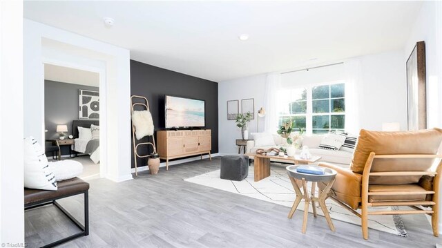 interior space with light hardwood / wood-style flooring