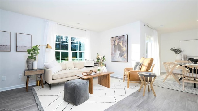 living area featuring hardwood / wood-style floors