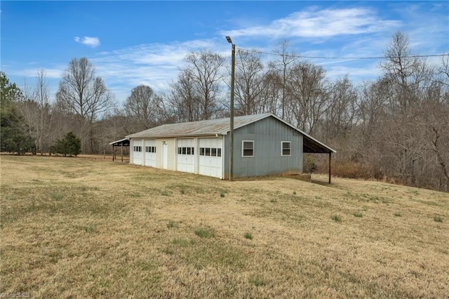 view of detached garage