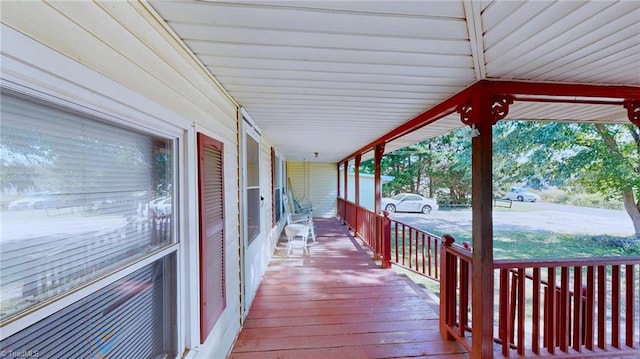 wooden deck with covered porch