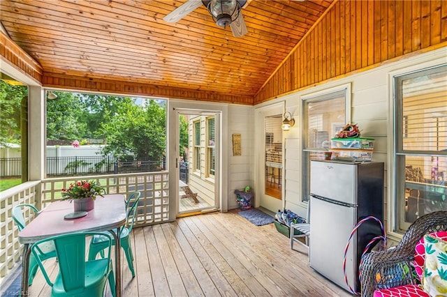 137 Bradford Place Ln, Lewisville, NC 27023 - sunroom / solarium with ceiling fan, lofted ceiling, and healthy amount of natural light