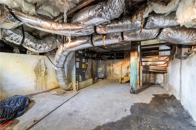 basement featuring electric water heater