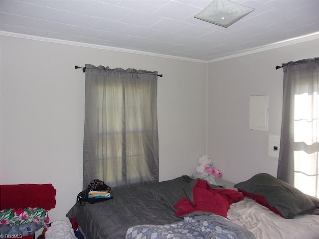 bedroom with ornamental molding