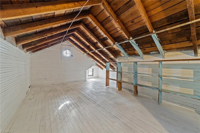 view of unfinished attic